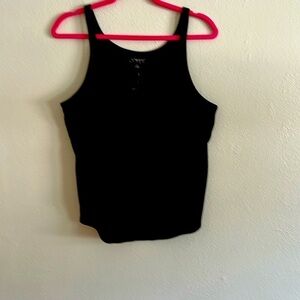 J Crew Black Rib Knit Sleeveless Scoop Neck Tank Top With Shelf Bra Size XXL